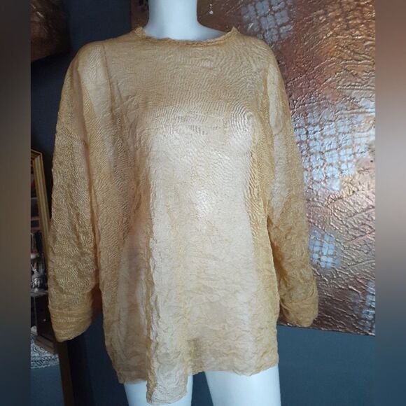 NWT Zara Elegant Gold Sheer Women's Top - Picture 9 of 16